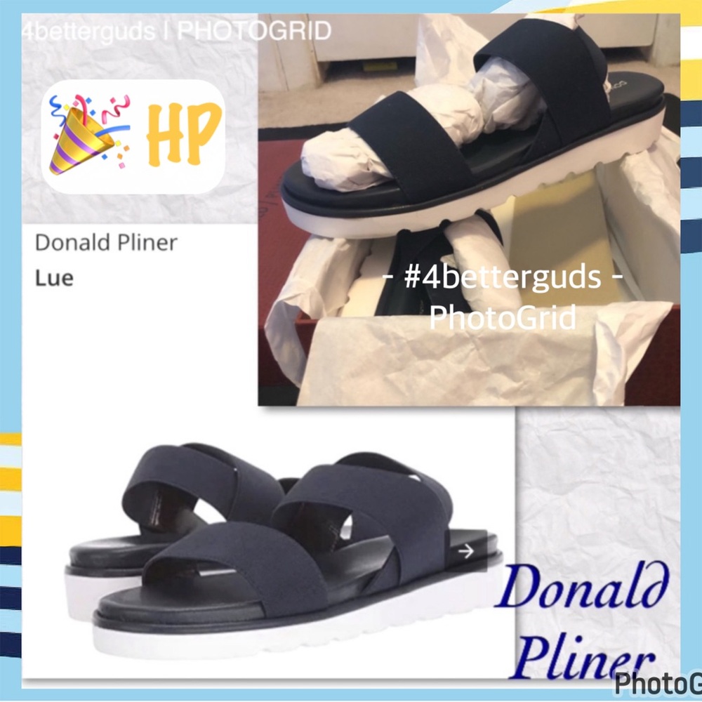 New Donald Pliner Lue-A Sporty Chic Elastic Fabric Sandal Navy Blue 9.5M 9.5 M